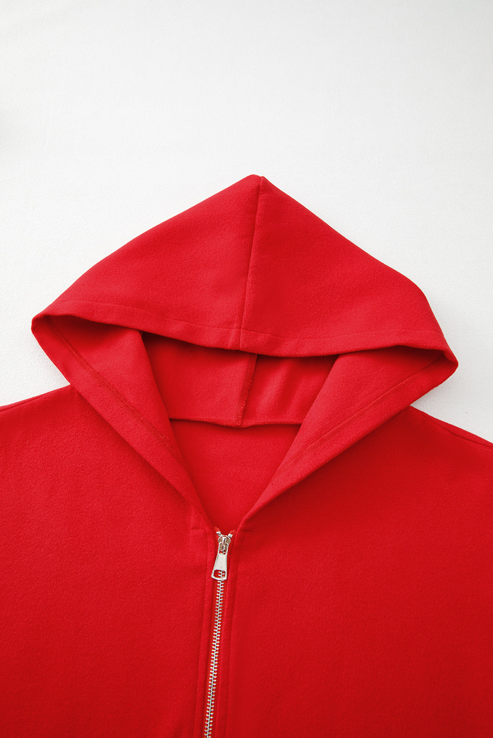 Light French Beige Solid Color Casual Zipper Hooded Jacket
