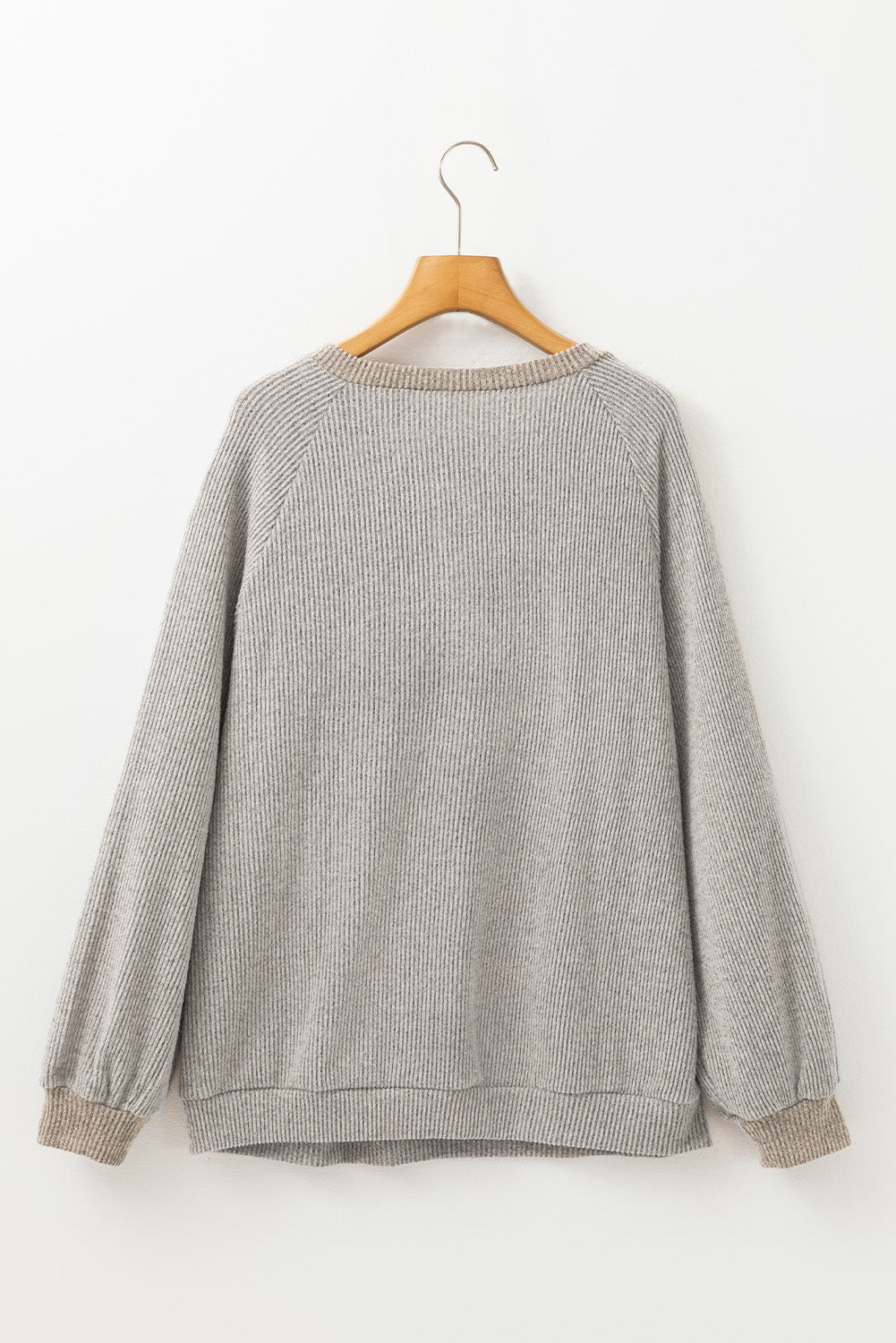 Jet Stream Contrast Ribbed Loose Fit Henley Top
