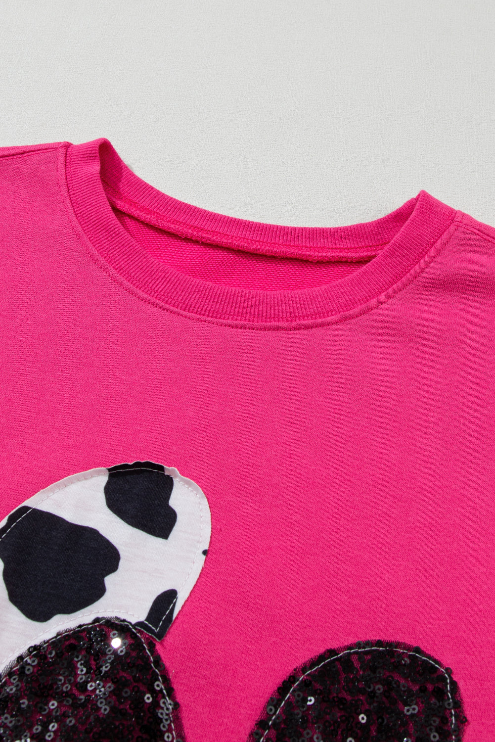 Strawberry Pink Sequins Heart Patch Graphic Sweatshirt