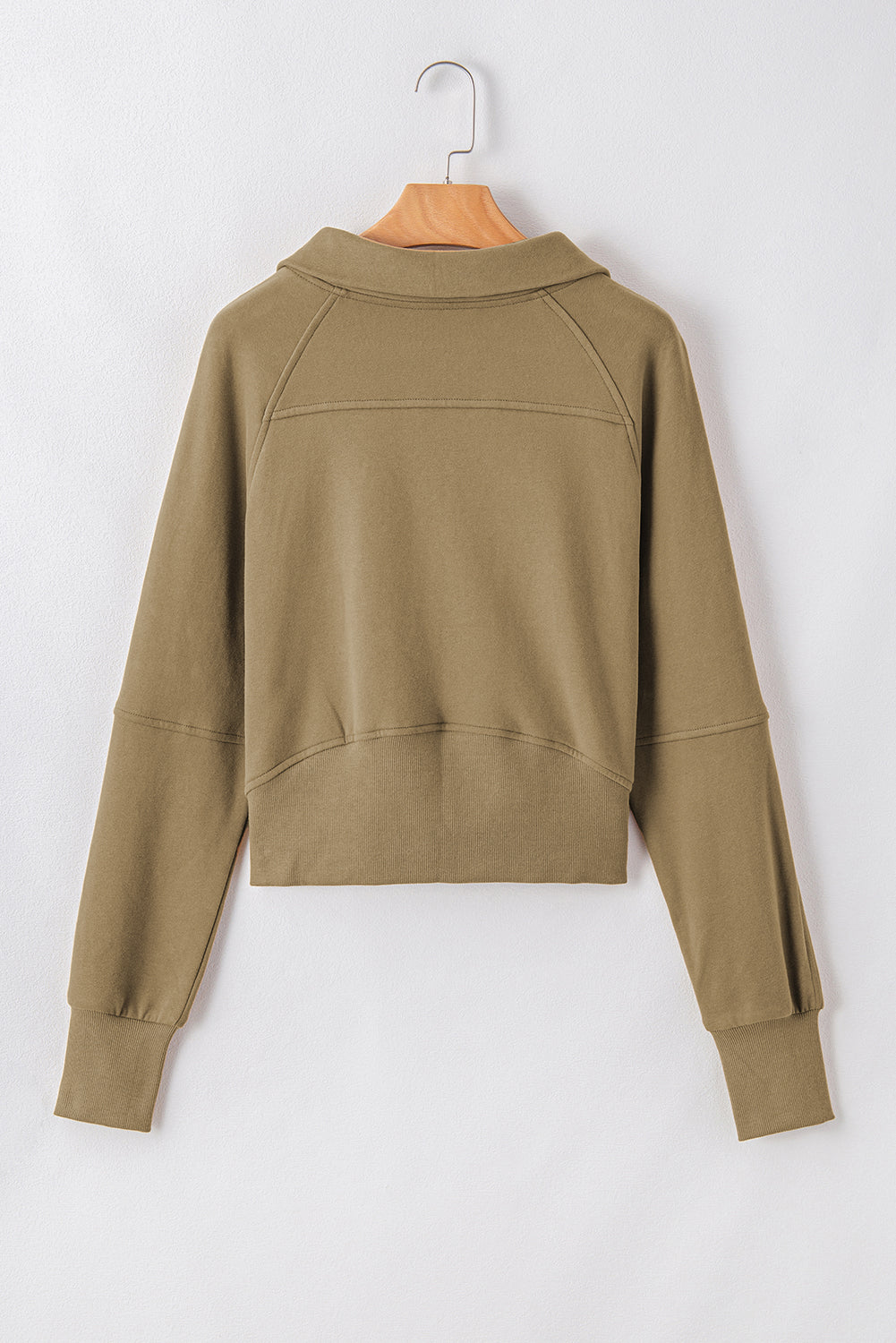 Gray Zip Up Stand Collar Ribbed Thumbhole Sleeve Sweatshirt