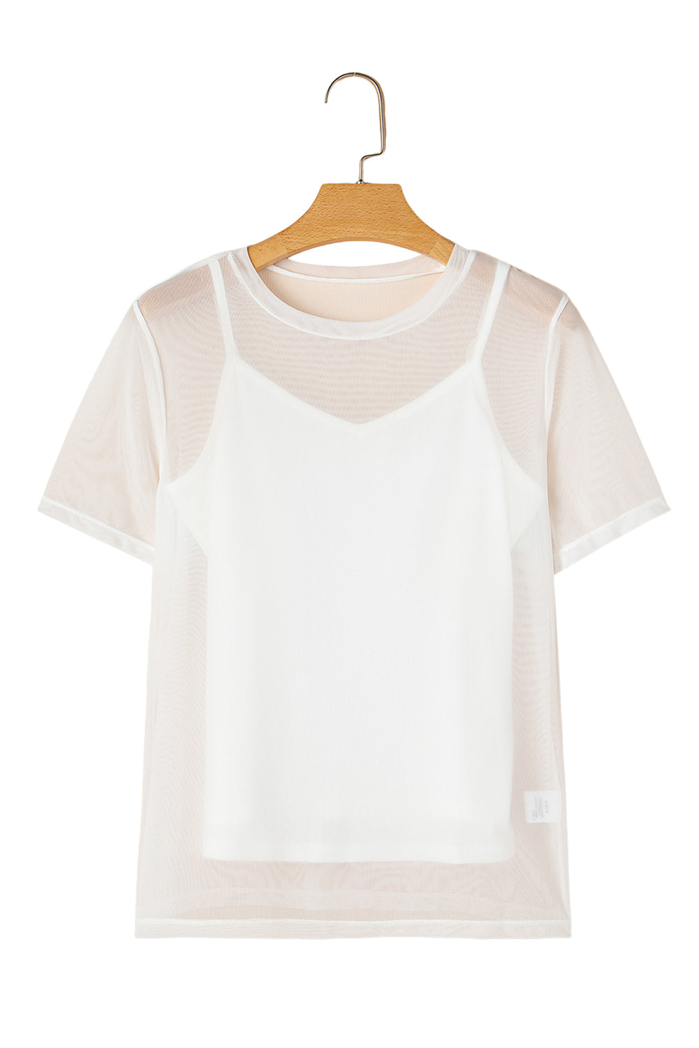 White Plain Sheer Mesh T-Shirt
