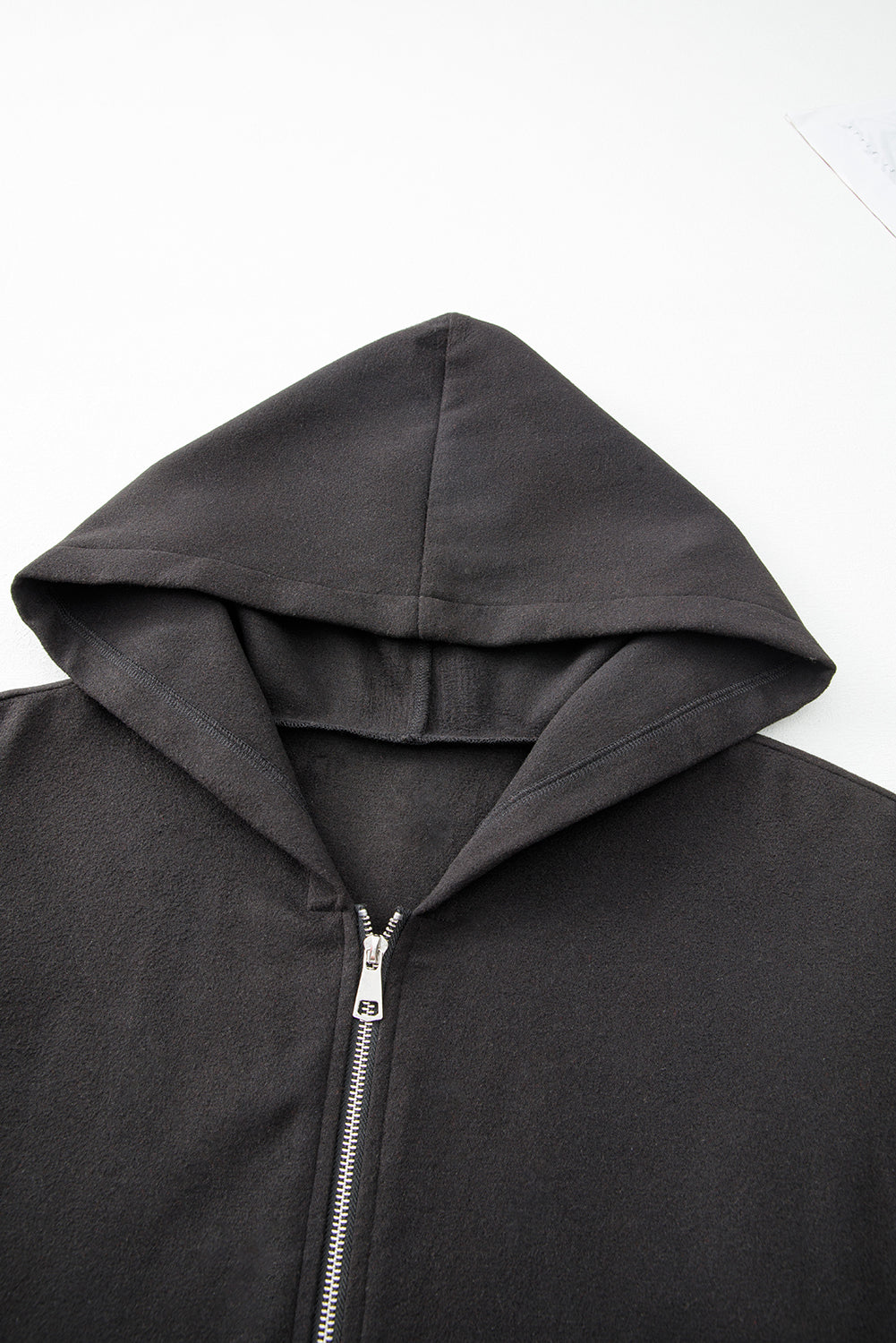 Light French Beige Solid Color Casual Zipper Hooded Jacket