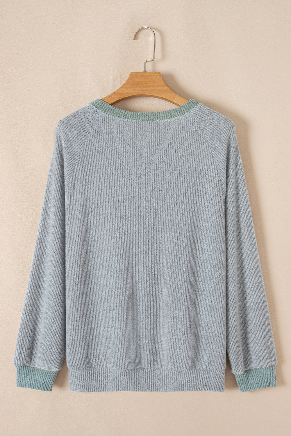 Jet Stream Contrast Ribbed Loose Fit Henley Top