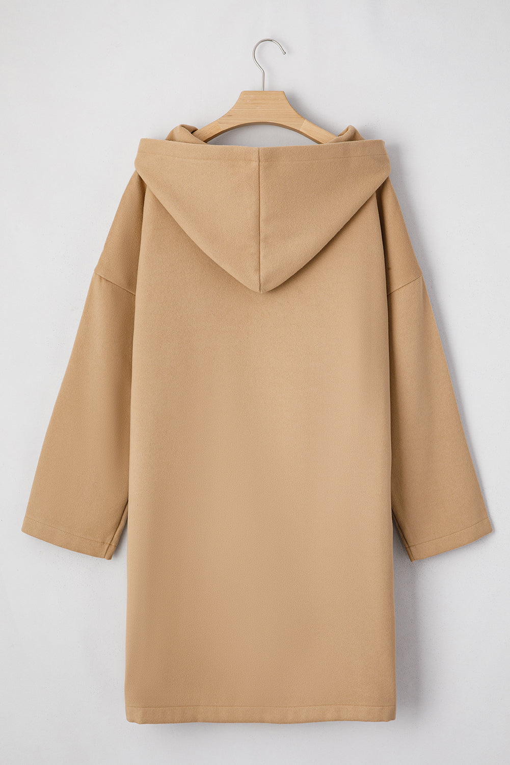 Light French Beige Solid Color Casual Zipper Hooded Jacket