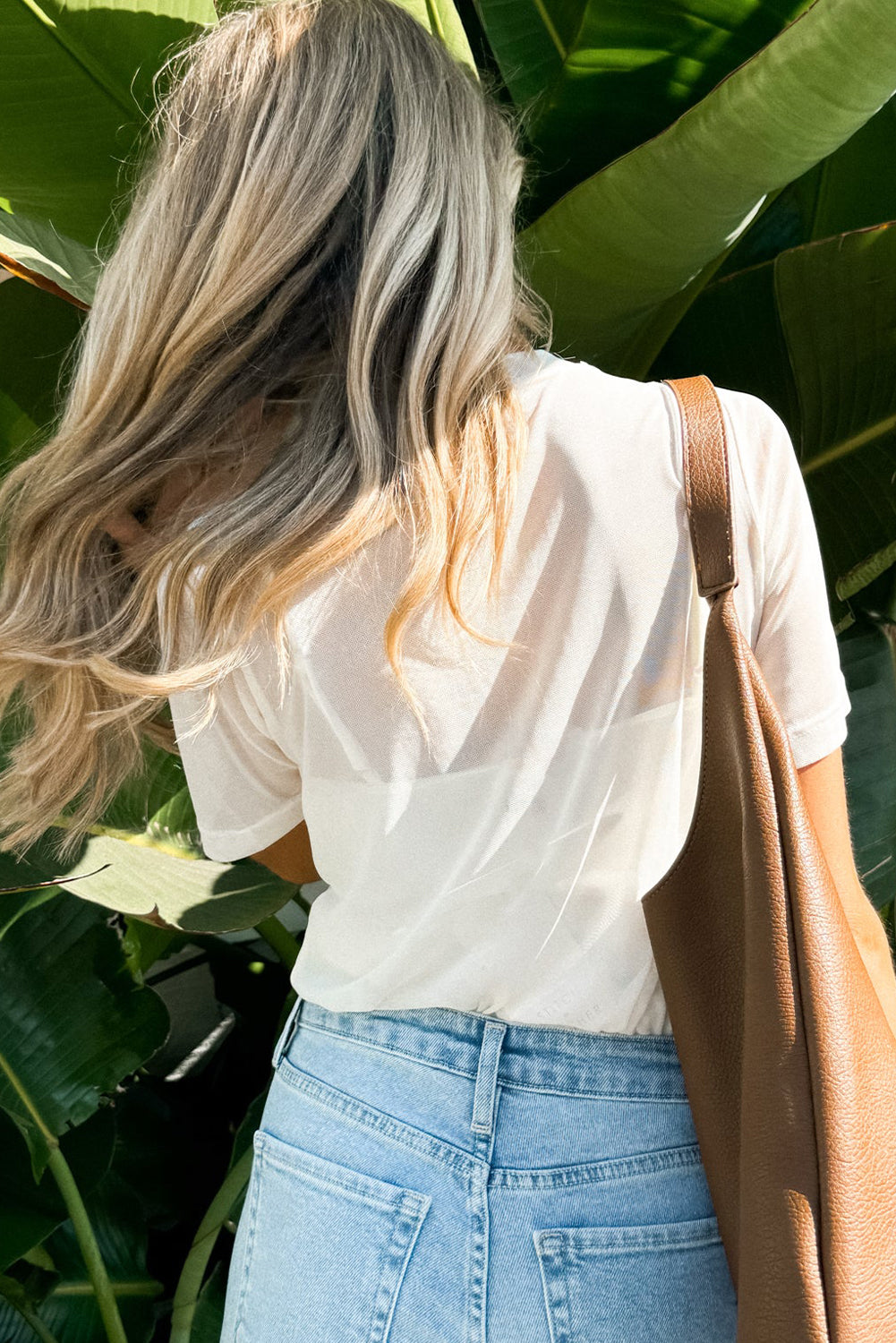 White Plain Sheer Mesh T-Shirt