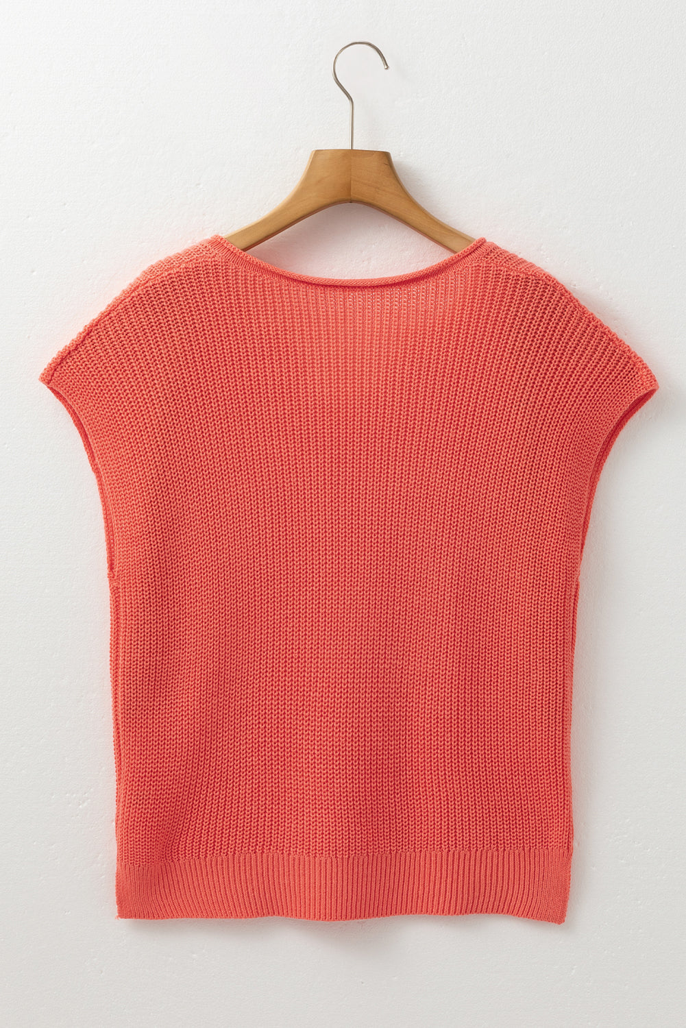 Flamingo Solid Textured Knitted Notch V Neck Sweater Vest