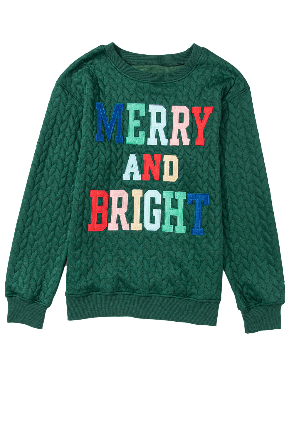 White XOXO Chenille Letter Patch Quilted Sweatshirt