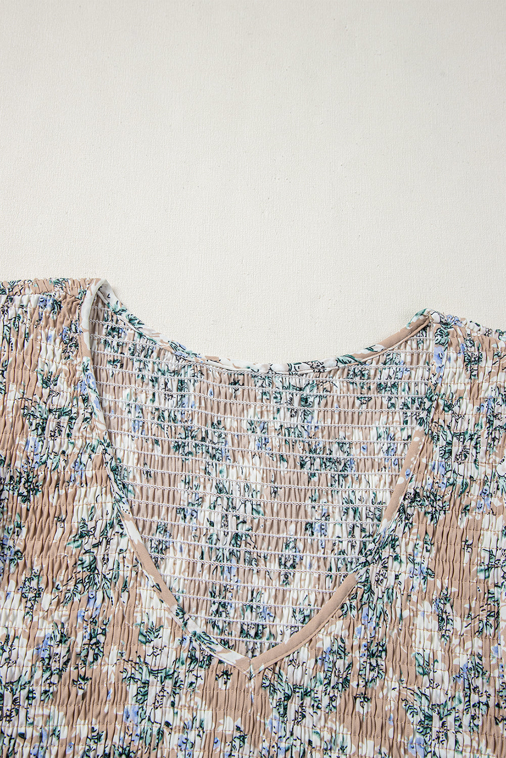 Khaki Floral Smocked Puff Sleeve Maxi Dress