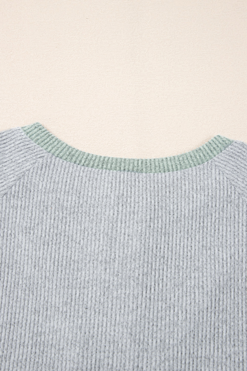 Jet Stream Contrast Ribbed Loose Fit Henley Top