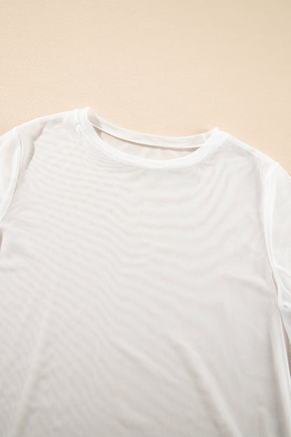 White Plain Sheer Mesh T-Shirt