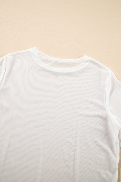 White Plain Sheer Mesh T-Shirt