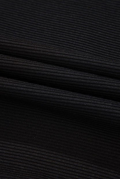 Black Half Zip Kangaroo Pocket Top Drawstring Shorts Set