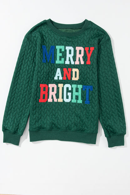 White XOXO Chenille Letter Patch Quilted Sweatshirt