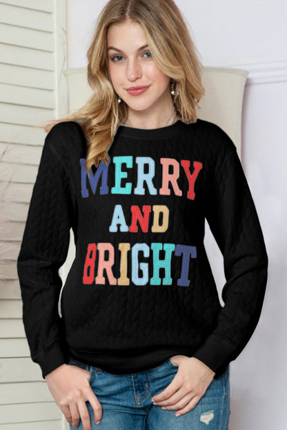 White XOXO Chenille Letter Patch Quilted Sweatshirt