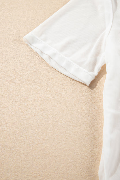 White Plain Sheer Mesh T-Shirt